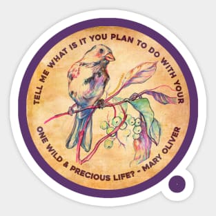 Tell me what is you plant to do with your one wild & precious life, Mary Oliver Sticker